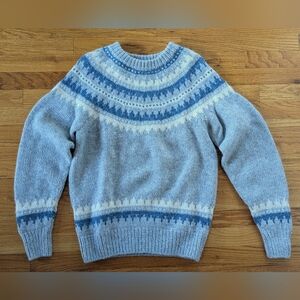Blue 100% Wool Fair Isle Sweater M